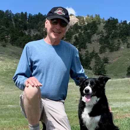 Andrew Berman with black and white border collie